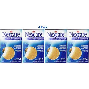 Nexcare Absolute Waterproof Adhesive Gauze Pad, 3 Inches X 4 Inches (Pack of 4)
