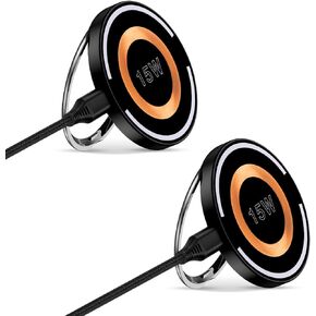 Magnetic Wireless Charger Pad, 2 Pack15W MagSafe Charger Fast Charging Kick Stand Phone Holder for iPhone 15/15 Pro/15 Plus/15 Pro Max/14 13 12,Samsung Galaxy S24 S23 Ultra S22 S21 Z Fold 5 Flip 5 LG