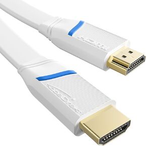 HDMI Cable Flat – 16ft – 4K@60Hz (Flat Cable for Laying – Extra Copper for up to 18Gbit/s According to HDMI 2.0 Standard, High Speed with Ethernet, Blu-ray/PS5/Xbox/Switch, White) by CableDirect