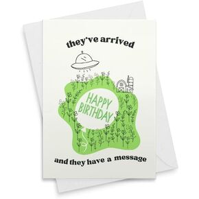 ALIENS! Unidentified Flying Birthday Card - Letterpress Card - Blank Inside [01044] in Saudi Arabia