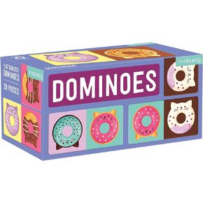 Mudpuppy Cat Donut Dominoes from Mudpuppy, Features 28 Oversized, cutely Decorated Double-Sided Dominoes, Perfect for 2-4 Players, Ages 3-8, Fun for Family Game Night!