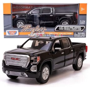 Motor Max 2019 GMC Sierra 1500 Denali Crew Cab Pickup Truck, Black 79362BK - 1/27 Scale Diecast Model Toy Car,unisex-children