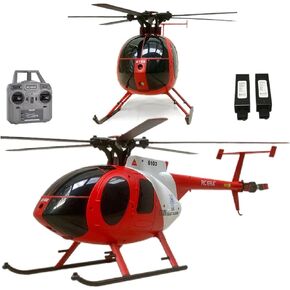 MD500 Remote Control Helicopter Aircraft 1/28 Scale 4CH RC Heli Reconnaissance Model Fall Resistant Maintain Altitude Hover RTF US Rescue Helicopter (RTF 2Packs Battery)