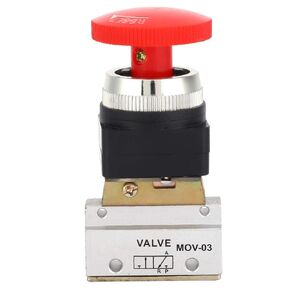 Garosa Push Button Pneumatic Valve 3 Way Pneumatic Control Mechanical Valve 2 Position Control Red Mushroom Push Button Air Pneumatic Switch Valve MOV-03 Air Mechanical Valve