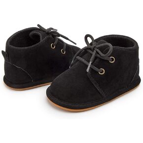 HsdsBebe Baby Boots Cotton Anti Slip Soft Rubber Sole Infant Boys Girls Ankle Sneakers Newborn Unisex First Walker Prewalker Shoes(Z141 Black,1)