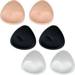 3 Pairs Triangle Breathable Bra Inserts Removable Bra Cups Inserts Push up Bra Inserts for Swimsuit Black White Nude