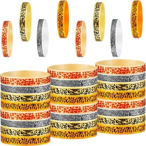 Skylety 36 Piece Animal Print Rubber Bracelets Safari Silicone Bracelets Animal Theme Rubber Bracelet Waterproof Wristband for Jungle Birthday Party Favors Goody Bag Supply Classroom Prize