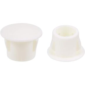 uxcell Hole Plugs Beige Plastic 8mm Snap in Locking Hole Tube(7.5-8mm) Steel Furniture Fencing Post Pipe Insert End Caps for Fitness Equipment 25 Pcs