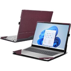 Laptop Cover for HP Laptop 17s-cu /17-cp/17z-cp/Envy Laptop 17-cr 17t-cr/17-ch/17.3" All-Inclusive Drop-Proof Case PU Leather Inner Pocket Cover (17.3inch Wine red)