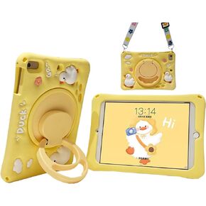 for Galaxy Tab A9 Plus Case 11 Inch 2023 Kids Girls Cute 3D Kawaii Cartoon Silicone Cover with 360°Rotatable Stand Shoulder Strap Hand Grip Case for Tab A9 Plus Tablet SM-X210/X216/X218(Duck)