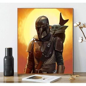 طلاء Kimily Star Wars DIY بالأرقام للبالغين والأطفال طلاء Mandalorian بالأرقام Star Wars DIY طلاء Yo_da طلاء أكريليك بالأرقام طقم طلاء جدار المنزل وغرفة المعيشة وغرفة النوم Baby Yo_da in Kuwait