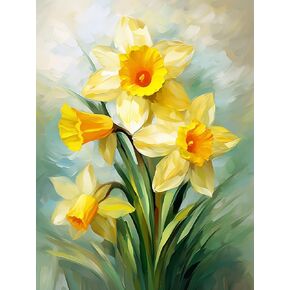 FITIMOTO Paint by Numbers for Adults Kids Beginner Students Without Frame, DIY Oil Painting Set, 16 * 20 inch Canvas Paintbrushes Acrylic Paint Kits, Gift, Home Decor, Daffodil