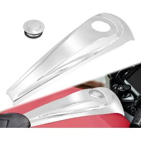 Motorcycle Smooth Dash Fuel Console with Pop Up Gas Tank Cap Covers Fit for Harley Touring Electra Glide FLHT Road Glide FLTRX Street Glide FLHX 2008-2023 Chrome