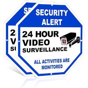 Innovative Haus 2-Pack 24 Hour Video Surveillance Signs. All Activities Are Monitored Aluminum Warning Signs. 10''x10'' - CCTV Security Camera Notice. Reflective, UV Protected, Waterproof and Durable