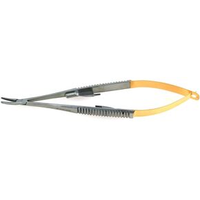 TC Castroviejo Needle Holder 5.5" Curved Tungsten Carbide Inserts Serrated Jaws with Lock | Medixplus