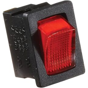 RV Designer S481, Rocker Switch, Illuminated, 20 Amp, On / Off, SPST, Black w/ Red, DC Electrical
