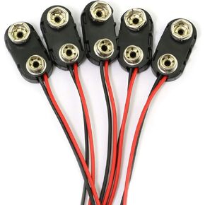 5pcs 9V Battery Clip with 15cm Lead Wire I Type 9v Cell Holder DIY Battery Buckle Connector