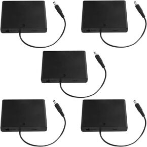 WMYCONGCONG 5 PCS 6x1.5V 9V AA Battery Holder Case Box with 2.1x5.5mm DC Male Connector and On/Off Switch