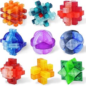 Brain Teaser Puzzles for Kids and Adults, Color 3D Puzzle Set Unlocking Toy, Mind, IQ and Logic Test, Thinking Games for Family Game Night (4PCS Set B)