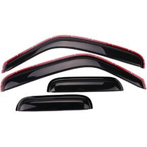 IKON MOTORSPORTS in-Channel Window Visor Compatible with 1999-2011 Ford Ranger, 1999-2000 B2500, 1999-2007 B3000, 1999-2009 B4000 with Extended Cab, Slim Style Acrylic Smoke Tinted 4PC Air Deflector
