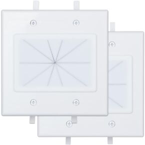 2 Gang Cable Wall Plate White 2 Pack, 2-Gang Wall Plate Cable Pass Through Built in Low Voltage Mounting Bracket for Media Audio Video, Network, Telephone, Speaker Cable Passthrough