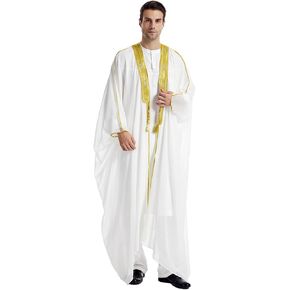 FYMNSI Men's Robe Muslim Clothes Kimono Loose Abaya Dresses Long Sleeve Embroidered Chiffon Kaftan Casual Formal Dubai Thobe