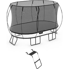 Springfree Trampoline Kids Outdoor Large Oval 8 x 13 Foot Trampoline with Enclosure & FlexrStep V2 Ladder Accessory for Springfree Trampolines