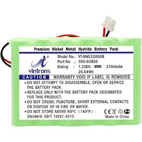 VINTRONS 7.2V 3700mAh Ni-MH 300-03866 Battery for Honeywell 300-03866, LCP500-4B, LYNXRCHKIT-SHA, OSA214,