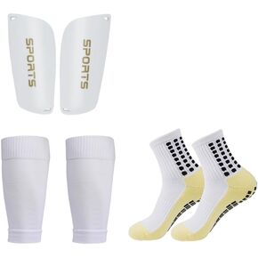 1pair Football Shin Guards with 1pair Shin Guards Sleeves and 1pair Socks, Non-Slip Football Leg Guards - PVC Thickened Double Layer Guards for Youth Adult