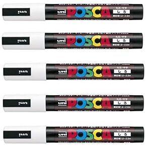[5 Pens Set!!] uni Posca Poster Color Marker Medium Size PC-5M, White