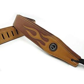 حزام جيتار من سلسلة لهب أحمر من الجلد ذو طابع شخصي لملحقات جيتار باس الجيتار (A5-Brown Flame) in Kuwait