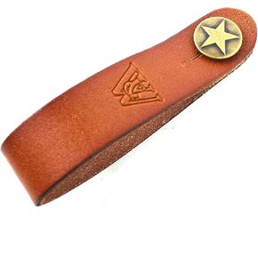 Walker And Williams AT-1-RBRN Retro Brown Premium Thick Leather Acoustic Guitar Strap Button Headstock Adaptor For Acoustic, Electric, And Bass Guitars