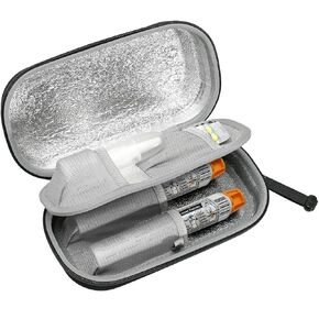 RLSOCO Hard EpiPen Carry Case - Insulated-Medication Waterproof Bag for Allergy and Asthma-Holds 2 EpiPens, Asthma Inhaler, Anti-Histamine, Auvi-Q Medical Accessories(Case Only)(Black)