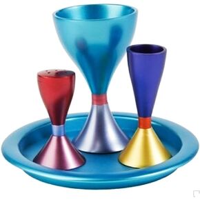 Yair Emanuel 4 Piece Anodized Havdalah Set - Multi Color