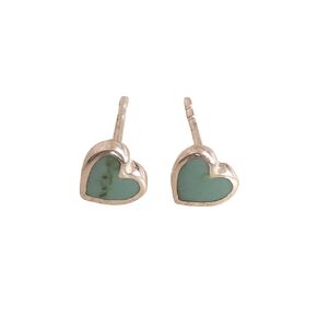 925 Sterling Silver 6mm Heart Shape Reconstructed Turquoise Gemstone Stud Earrings - Dainty Elegant Studs for women | Handmade by MiYa Jewelry Creations