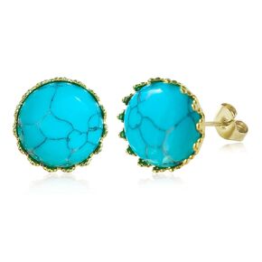 Small Turquoise Stud Earrings for Women, WGXIA 13mm Round Natural Stone Studs Dainty Jewelry Stainless Steel Hypoallergenic Earrings Jewelry Gifts for Girls Birthday Anniversary