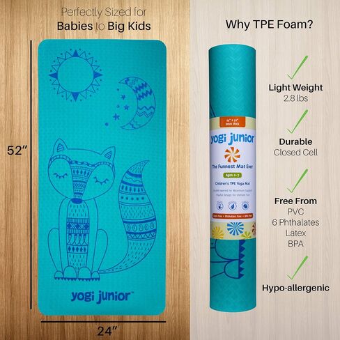 Kids Yoga Mat - PVC Free - Double Layered TPE Foam in Saudi Arabia