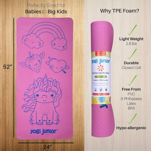 Kids Yoga Mat - PVC Free - Double Layered TPE Foam in Saudi Arabia