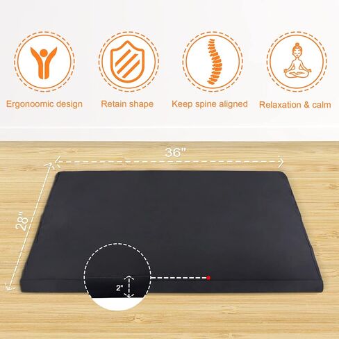 سجادة التأمل زابوتون (36 بوصة × 28 بوصة × 2 بوصة) وسادة تأمل فاخرة للركوع والجلوس وسادة أرضية كبيرة زافو/غطاء قطني قابل للغسل 100% من القطن العضوي (رمادي داكن) in Kuwait