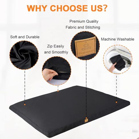 سجادة التأمل زابوتون (36 بوصة × 28 بوصة × 2 بوصة) وسادة تأمل فاخرة للركوع والجلوس وسادة أرضية كبيرة زافو/غطاء قطني قابل للغسل 100% من القطن العضوي (رمادي داكن) in Kuwait