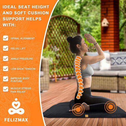 سجادة التأمل زابوتون (36 بوصة × 28 بوصة × 2 بوصة) وسادة تأمل فاخرة للركوع والجلوس وسادة أرضية كبيرة زافو/غطاء قطني قابل للغسل 100% من القطن العضوي (رمادي داكن) in Kuwait