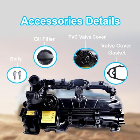 Engine Valve Cover Kit with Gasket Bolts & Oil Cap for BMW 228i 320i 328i 428i 528i X1 X3 X4 X5 Z4 2.0L Replace 11127588412(Plastics) in Saudi Arabia