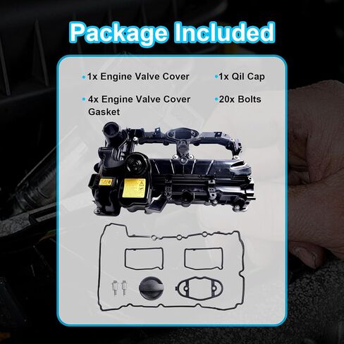 Engine Valve Cover Kit with Gasket Bolts & Oil Cap for BMW 228i 320i 328i 428i 528i X1 X3 X4 X5 Z4 2.0L Replace 11127588412(Plastics) in Saudi Arabia