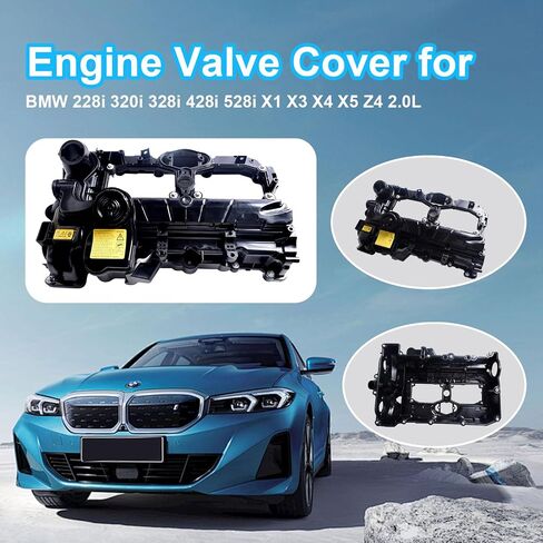 Engine Valve Cover Kit with Gasket Bolts & Oil Cap for BMW 228i 320i 328i 428i 528i X1 X3 X4 X5 Z4 2.0L Replace 11127588412(Plastics) in Saudi Arabia