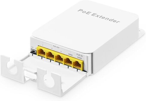 Outdoor Gigabit PoE Passthrough Switch, 1 PoE in 4 PoE Out Extender, IEEE802.3af/at/bt PoE Powered 90W, 10/100/1000Mbps Ethernet, Wall Mount Waterproof Plug and Play in Saudi Arabia
