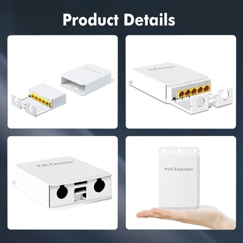 Outdoor Gigabit PoE Passthrough Switch, 1 PoE in 4 PoE Out Extender, IEEE802.3af/at/bt PoE Powered 90W, 10/100/1000Mbps Ethernet, Wall Mount Waterproof Plug and Play in Saudi Arabia