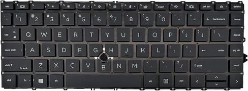 لوحة مفاتيح بديلة للكمبيوتر المحمول HP EliteBook 840 G7 840 G8، 845 G7 845 G8، 745 G7 745 G8 تخطيط أمريكي مع مؤشر أسود in Kuwait