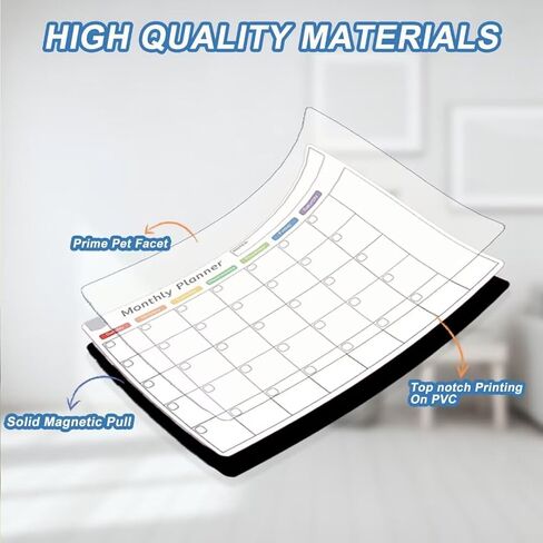 تقويم مغناطيسي للثلاجة - 3 عبوات مخطط شهري وأسبوعي، تقويم أبيض للمسح الجاف - جدول تخطيط عائلي مغناطيسي للقيام بقائمة جدول الأعمال الروتينية للمطبخ المنزلي 17 بوصة × 12 بوصة in Kuwait