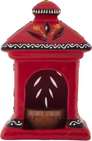 Handmade Clay Hut Oil Lamp/Tea Light Holder (RED) in Saudi Arabia