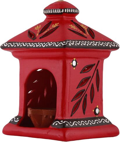 Handmade Clay Hut Oil Lamp/Tea Light Holder (RED) in Saudi Arabia
